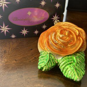 Christopher Radko Rare orange Rose Ornaments